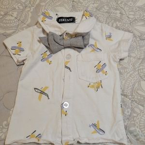 Bottom up boys dress shirt with bow tie